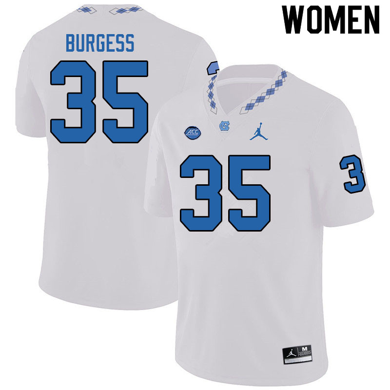 Jordan Brand Women #35 Carson Burgess North Carolina Tar Heels College Football Jerseys Sale-White